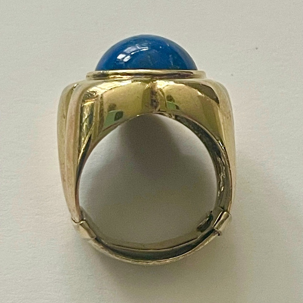 LE MONDE LE BIJOUX Lapis Lazuli stone in 925 sterling flower setting, sz8, 12.8g - Picture 9 of 13